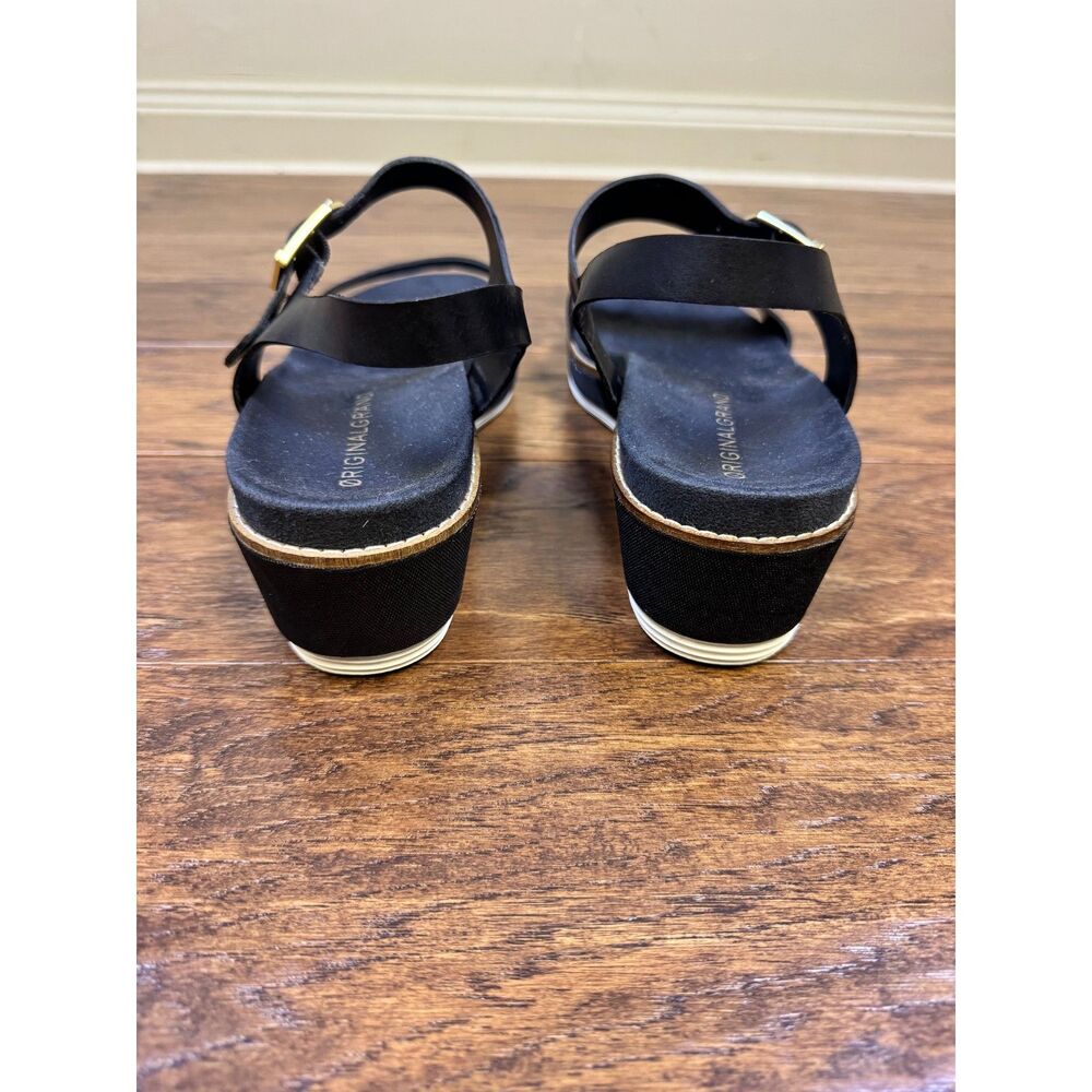 COLE HAAN Original Grand Flatform Wedge Sandal, Black Leather, Sz 11B - Picture 5 of 11
